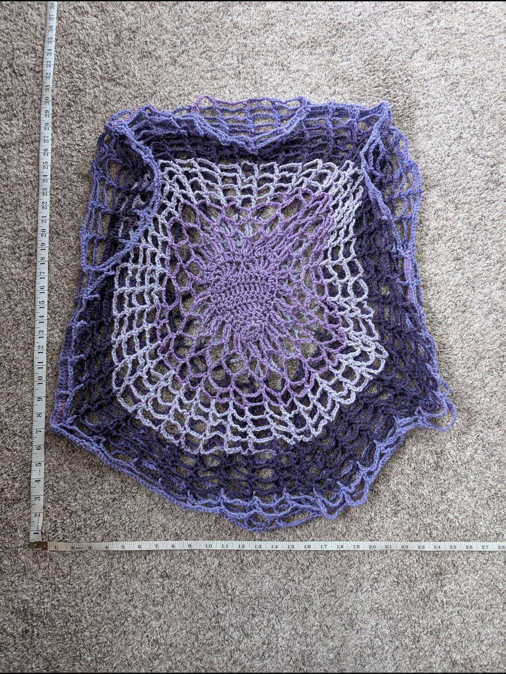 Handmade Crochet Lace Poncho/Tunic in Purple Ombre